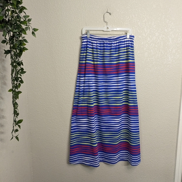 Tommy Hilfiger Women Blue Red Cotton Striped Maxi Skirt Casual Pockets Spring S - Picture 3 of 14